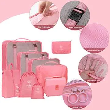 Durable Kingdalux 9 Set Packing Cubes for Travel Organization