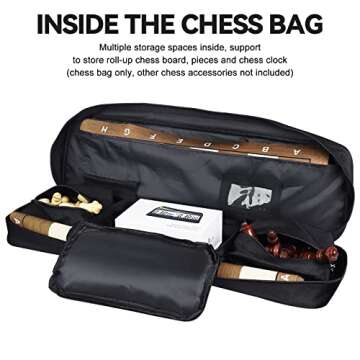 LEAP Chess Bag Only for Chess Sets Convenient Carrying Bag with Four Store Part for Roll-up Chess Bo...