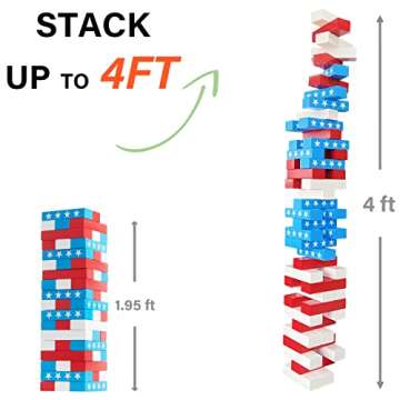 SPORT BEATS Flag Large Tower Game Outdoor Games 54 Blocks Stacking Game Includes Carry Bag