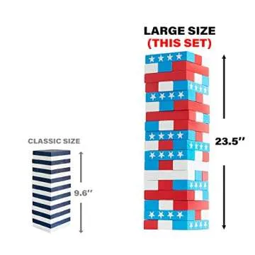 SPORT BEATS Flag Large Tower Game Outdoor Games 54 Blocks Stacking Game Includes Carry Bag