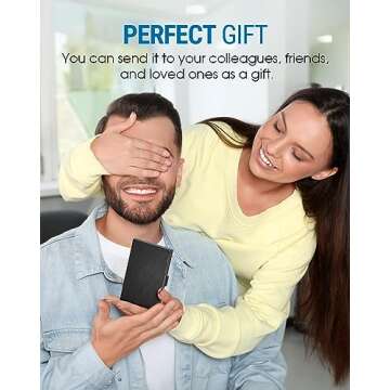 MaxGear Metal Business Card Holder for Men & Women, Professional Stainless Steel Card Case for Business Cards, Slim Purse Name Cards Holders Wallet with Interior Lining, Buckle Style Shut, Black