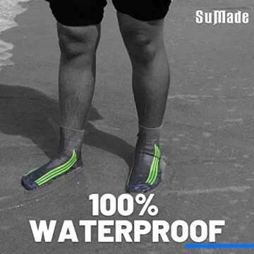 SuMade Waterproof Hiking Socks,Womens Mens Rainy Day Water Resistant Athletic Lightweight Breathable Dry Fit Anti-blister Cushioned Trekking Cycling Socks 1 Pair (Black,Small)