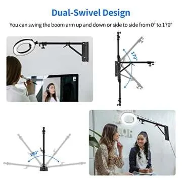 Selens Wall Mount Boom Arm with Triangle Base, Max Length 51inches/130cm Adjustable Camera Mount Up to 4.26ft for Photography Studio Video Strobe Flash, Ring Light, Softbox, Umbrella Reflector etc.