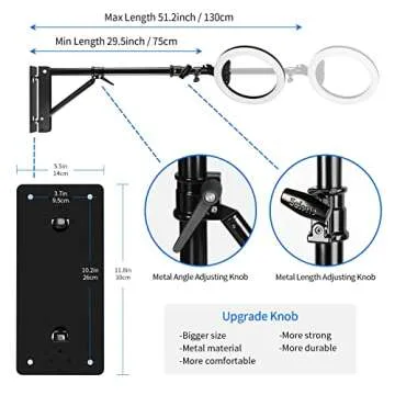 Selens Wall Mount Boom Arm with Triangle Base, Max Length 51inches/130cm Adjustable Camera Mount Up to 4.26ft for Photography Studio Video Strobe Flash, Ring Light, Softbox, Umbrella Reflector etc.