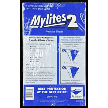 Mylites 2 Mil Comic Book Standard Size 7 1/4" x 10 1/2" Plus 1-1/2" Flap Pack of 50