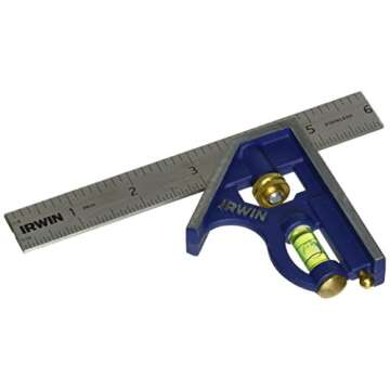 IRWIN Tools Combination Square, Metal-Body, 6-Inch (1794468), Blue