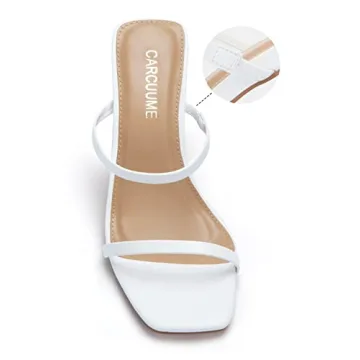 Carcuume Women's Square Toe Block Heels Sandals for Comfort