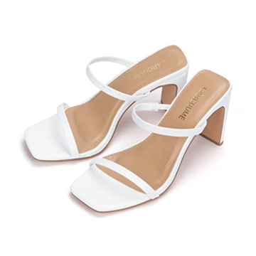 Carcuume Women's Square Toe Block Heels Sandals for Comfort