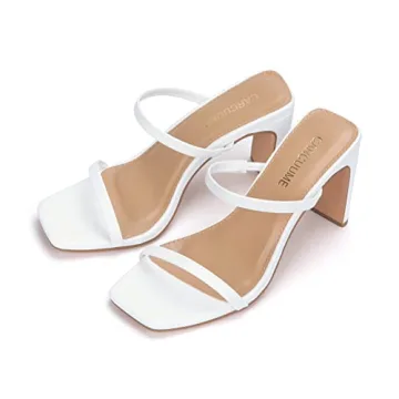 Carcuume Women's Square Toe Block Heels Sandals for Comfort