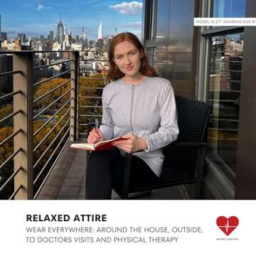 Inspired Comforts Mastectomy Recovery Shirt with Drain Pockets & Drainage Tube Fasteners, Grey L