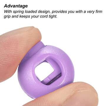 PATIKIL Cord Locks, 100 Pack Ball Spring Toggle Stopper for Drawstring Bag Shoelaces, Light Purple