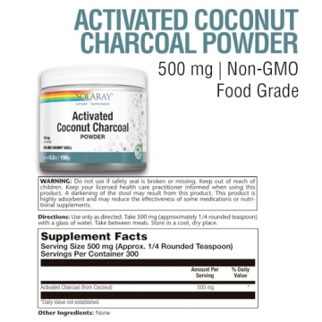 Solaray Activated Coconut Charcoal Powder for Detox & Health