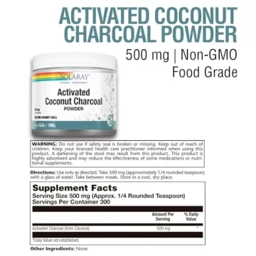 Solaray Activated Coconut Charcoal Powder for Detox & Health