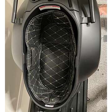 PRO-KODASKIN Motorcycle PU Rear Cargo Trunk Liner Pad Scooter Sitting Bucket Lining Mat for Vespa GTS300 GTS 300 HPE -Black（Italy）…