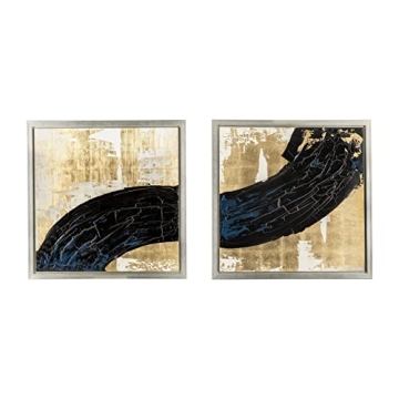 Artistic Split Canvas Abstract Artwork Set in Black and Gold