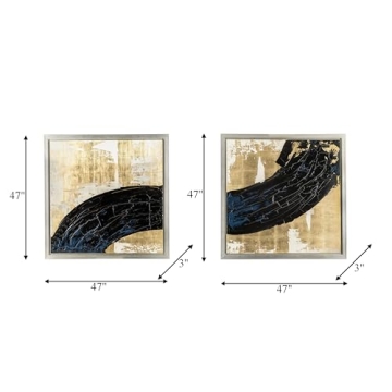 Artistic Split Canvas Abstract Artwork Set in Black and Gold