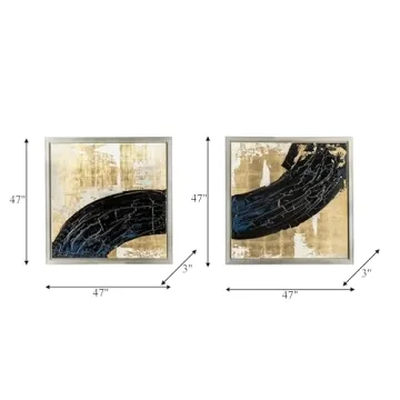 Artistic Split Canvas Abstract Artwork Set in Black and Gold