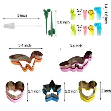 KRLIFCSL Sandwich Cutter and Sealer Set for Kids, Cookie Cutters Vegetable Fruit Biscuit Cutters for Baking,Dinosaur,Heart,Square,Circle & Star Shapes, DIY Cookie Cutters Gifts (23 Pcs)