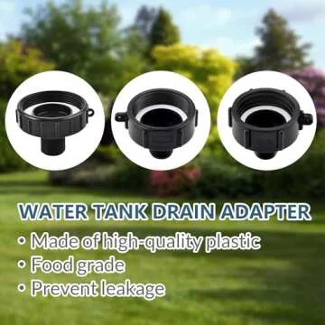 275 330 IBC Tote Adapter, Food Grade IBC Drain Adapter,Water Hose Male Adapter for Garden Hose,2" coarse Thread X Male 3/4" G Hose+2" Fine Thread+2.44" Fine Thread