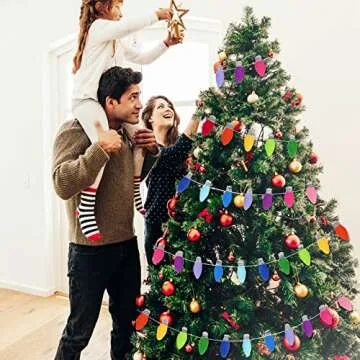 Whaline Christmas Felt Garland with 12 Colorful Bulbs