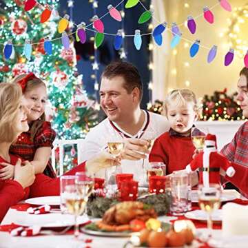 Whaline Christmas Felt Garland with 12 Colorful Bulbs