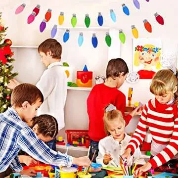 Whaline Christmas Felt Garland with 12 Colorful Bulbs