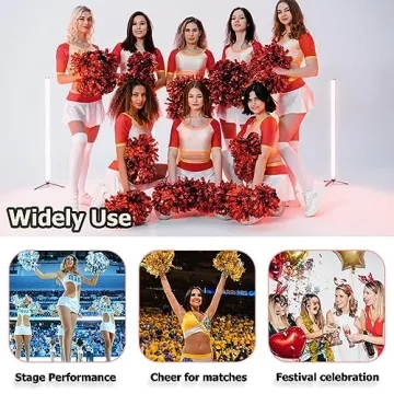 Hooshing Black Metallic Cheerleader Pom Poms for All Ages