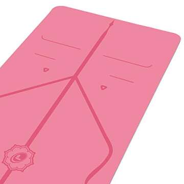 Liforme Original Yoga Mat – Free Yoga Bag Included - Patented Alignment System, Warrior-like Grip, Non-slip, Eco-friendly, sweat-resistant, 4.2mm thick mat for comfort - Pink