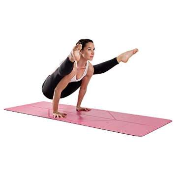 Liforme Original Yoga Mat – Free Yoga Bag Included - Patented Alignment System, Warrior-like Grip, Non-slip, Eco-friendly, sweat-resistant, 4.2mm thick mat for comfort - Pink