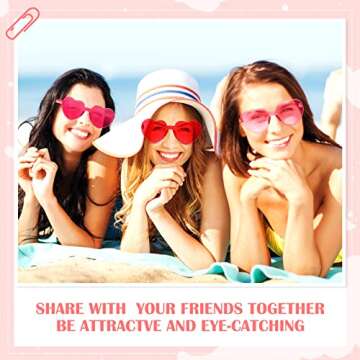 TOODOO 4 Pack Heart Shaped Sunglasses Rimless Candy Color Eyewear Valentines Halloween Accessories(Pink Series)