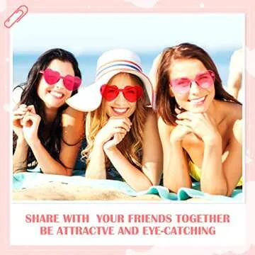 TOODOO 4 Pack Heart Shaped Sunglasses Rimless Candy Color Eyewear Valentines Halloween Accessories(Pink Series)