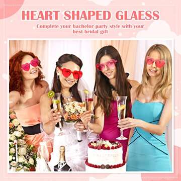 TOODOO 4 Pack Heart Shaped Sunglasses Rimless Candy Color Eyewear Valentines Halloween Accessories(Pink Series)