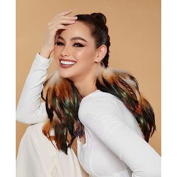 Fashmorous Dangle Earrings for Women Fashion Nature Feather Earrings for Women Fashion Feather Earri...