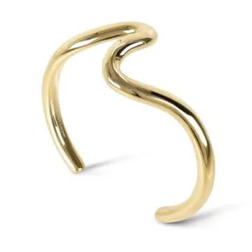 Hey Harper Gold Wave Cuff Bracelet - Waterproof & Trendy