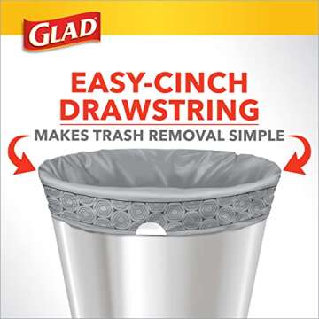 Glad Medium Drawstring Trash Bags with Clorox, 8 Gal, Lemon Fresh Bleach, 80 Ct (Package May Vary)