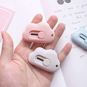 6 Pcs Cute Mini Cloud Utility Knives Box Cutter Retractable Letter Opener Envelope Slitter Paper Cutter