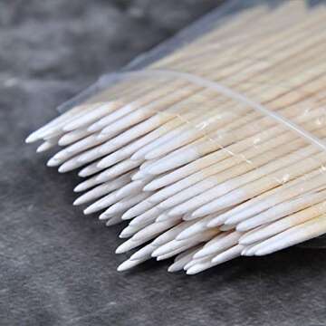 GSHLLO 400 PCS Microblading Cotton Swabs with Wood Sticks
