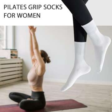 SpringPlus 3 Pairs Grip Socks for Women Non Slip Yoga Socks for Pilates Barre Ballet Dance Barefoot ...