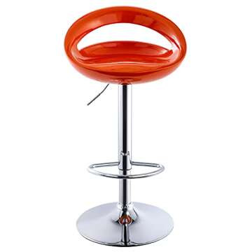 DUHOME Set of 2 ABS Barstool Adjustable Swivel Bar Chairs 2 PCS for Kitchen Island Pub Bar (Orange ABS)