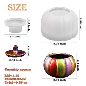 Resin Jar Mold, Pumpkin Resin Jar Mold with Lid, Epoxy Molds Silicone for DIY Jewelry Storage Box,Candle Holder,Candy Container, Resin Casting Craft, Halloween Decor
