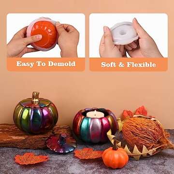 Resin Jar Mold, Pumpkin Resin Jar Mold with Lid, Epoxy Molds Silicone for DIY Jewelry Storage Box,Candle Holder,Candy Container, Resin Casting Craft, Halloween Decor