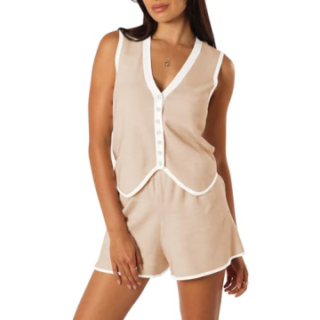 Pink Queen Vest Sets Women 2 Piece Outfits 2025 Summer Casual Sweatsuits Knit Matching Loungewear Sl...