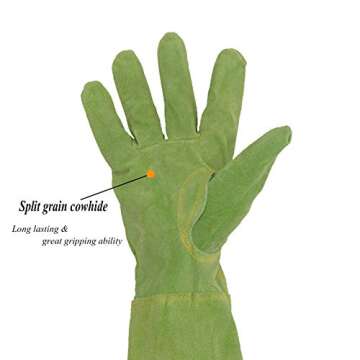 HANDLANDY Ladies Leather Gardening Gloves, Thorn Proof Long Gauntlet Heavy Duty Garden Gloves, Elbow...