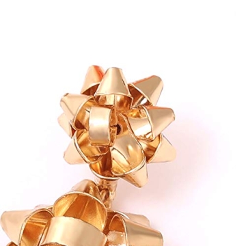 VK Accessories Christmas Earrings Christmas Gift Bow Stud Drop Dangle Earrings (Gold)