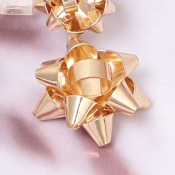 VK Accessories Christmas Earrings Christmas Gift Bow Stud Drop Dangle Earrings (Gold)