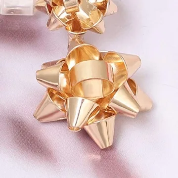 VK Accessories Christmas Earrings Christmas Gift Bow Stud Drop Dangle Earrings (Gold)