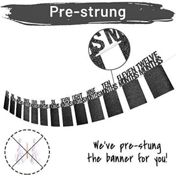 PartyHooman 1st Birthday Photo Banner for Baby from Newborn to 12 Months, First Birthday Decorations...