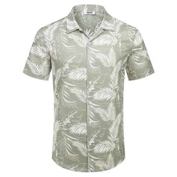 COOFANDY Men's Short Sleeve Button Up Shirts Wrinkle Free Hawaiian Shirts for Men