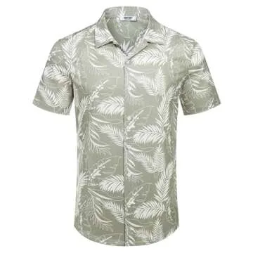 COOFANDY Men's Short Sleeve Button Up Shirts Wrinkle Free Hawaiian Shirts for Men