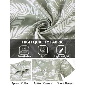 COOFANDY Men's Short Sleeve Button Up Shirts Wrinkle Free Hawaiian Shirts for Men